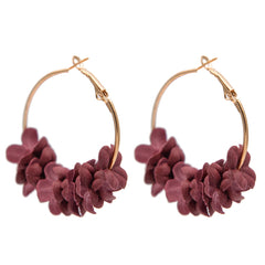 Bohemian Cotton Flower Petal Hoop Earrings