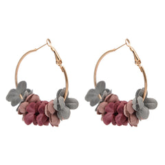 Bohemian Cotton Flower Petal Hoop Earrings