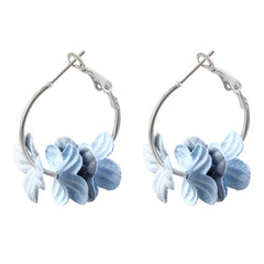 Bohemian Cotton Flower Petal Hoop Earrings