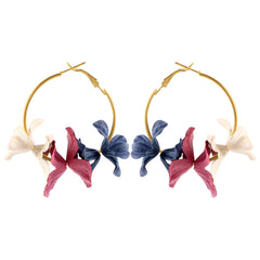 Bohemian Cotton Flower Petal Hoop Earrings