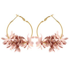 Bohemian Cotton Flower Petal Hoop Earrings