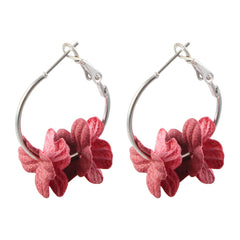 Bohemian Cotton Flower Petal Hoop Earrings
