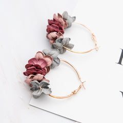 Bohemian Cotton Flower Petal Hoop Earrings
