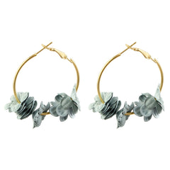 Bohemian Cotton Flower Petal Hoop Earrings