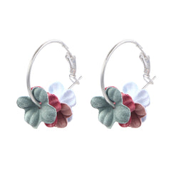 Bohemian Cotton Flower Petal Hoop Earrings