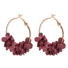 Bohemian Cotton Flower Petal Hoop Earrings