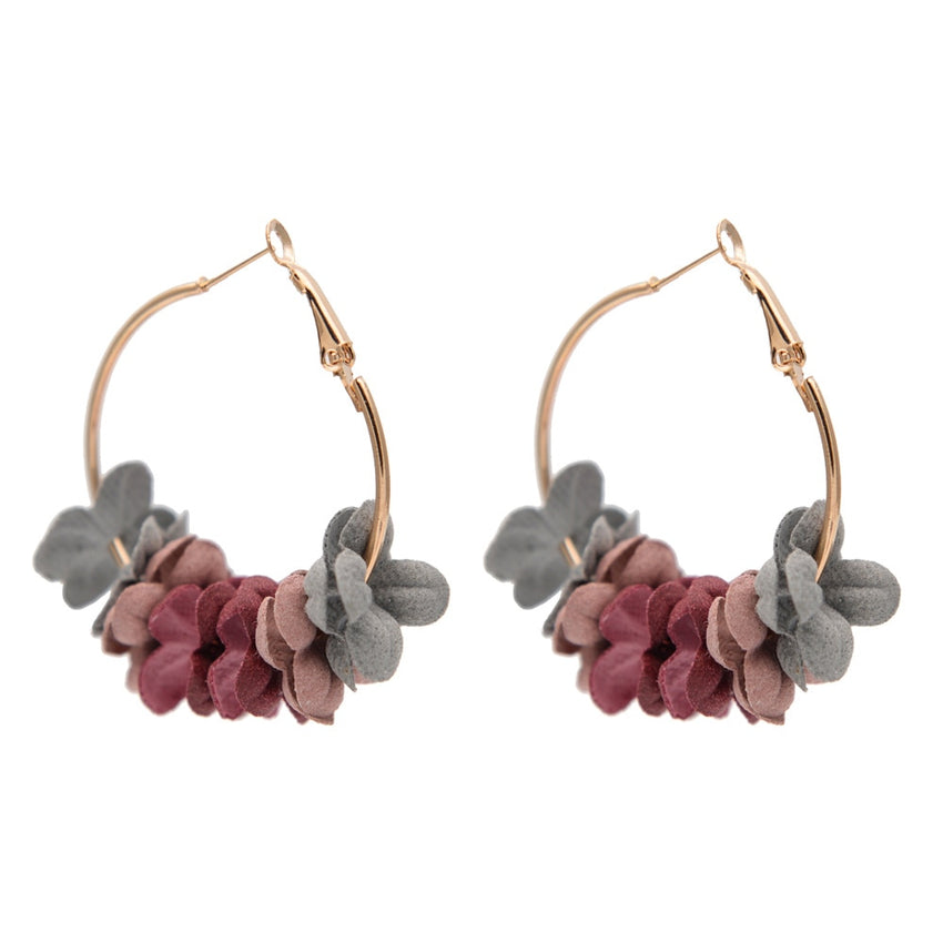 Bohemian Cotton Flower Petal Hoop Earrings