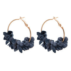 Bohemian Cotton Flower Petal Hoop Earrings