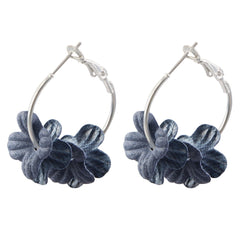 Bohemian Cotton Flower Petal Hoop Earrings