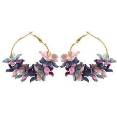 Bohemian Cotton Flower Petal Hoop Earrings