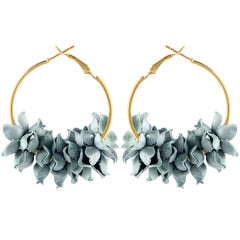 Bohemian Cotton Flower Petal Hoop Earrings
