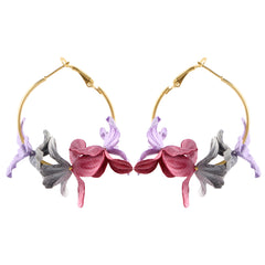 Bohemian Cotton Flower Petal Hoop Earrings