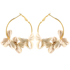 Bohemian Cotton Flower Petal Hoop Earrings