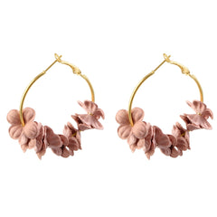 Bohemian Cotton Flower Petal Hoop Earrings