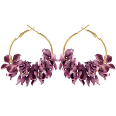 Bohemian Cotton Flower Petal Hoop Earrings