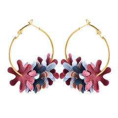 Bohemian Cotton Flower Petal Hoop Earrings