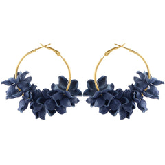 Bohemian Cotton Flower Petal Hoop Earrings