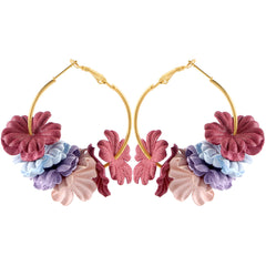 Bohemian Cotton Flower Petal Hoop Earrings