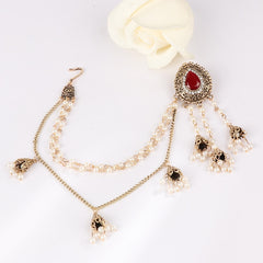 Indian Headdress Earrings WIth Ruby Charms