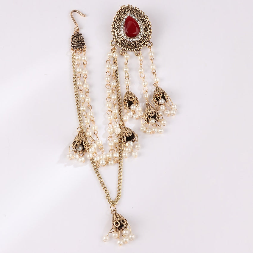 Indian Headdress Earrings WIth Ruby Charms
