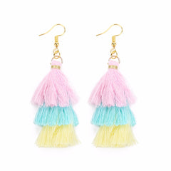 Bohemian Layered Fringed Tassel Drop Stacked Earrings