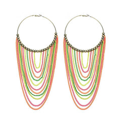 Long Circular Tassel Chain Drop Earrings