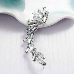Silver Rhinstone Leaf Shape Cuff Wrap Earrings