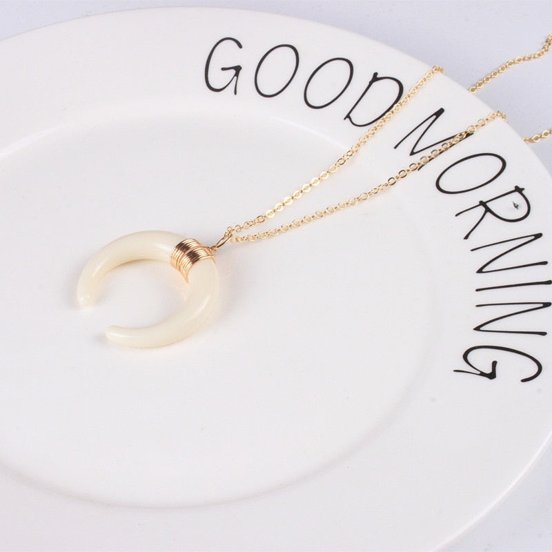 Ivory Crescent Moon Necklace