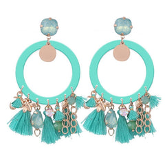 Gem Acrylic Tassel Rounded Hoops