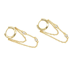 Cubic Zirconia and Sterling Silver Chain and Hoop Earrings