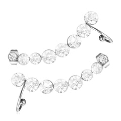 Curved Rhinestone Jacket Earring with Gold or Silver Accents