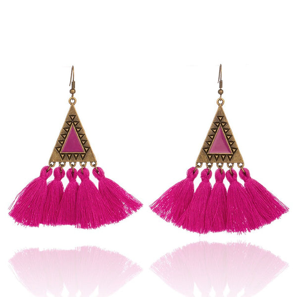 Vintage Triangle and Fringe Drop Earrings