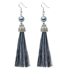 Lava Bead And Colorful Fringe Drop Earrings