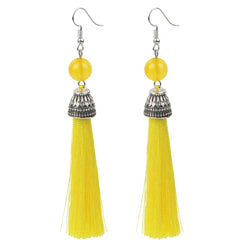Lava Bead And Colorful Fringe Drop Earrings