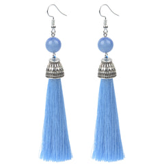 Lava Bead And Colorful Fringe Drop Earrings