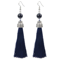 Lava Bead And Colorful Fringe Drop Earrings