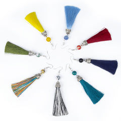 Lava Bead And Colorful Fringe Drop Earrings