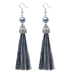 Lava Bead And Colorful Fringe Drop Earrings