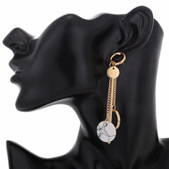 Pearl Tassel Earrings With Round Charms