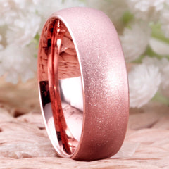 Women's 8mm Brush Rose Gold Tungsten Carbide Ring
