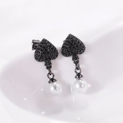 Women's Poker Spade Imitation Pearl Drop Earrings