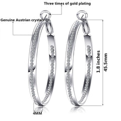 Women's Classic Rhinestone Silver Plated CZ Hoop Earrings