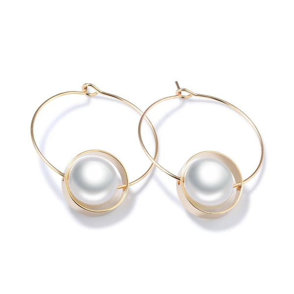 Women's Imitation Pearl Gold Plated Drop Earrings