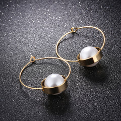 Women's Imitation Pearl Gold Plated Drop Earrings