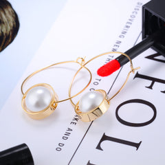 Women's Imitation Pearl Gold Plated Drop Earrings