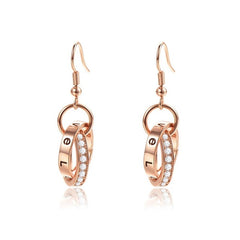 Round Love Pendant CZ Golden Drop Earrings