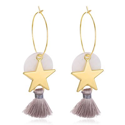 Gold Star Hoop And Tassel Drop Earrings