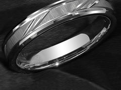 Men's 6mm Silver Leaf Inlay Polished Silver Tungsten Carbide Ring
