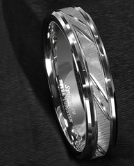 Men's 6mm Silver Leaf Inlay Polished Silver Tungsten Carbide Ring