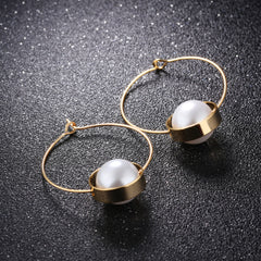 Women's Imitation Pearl Gold Plated Drop Earrings